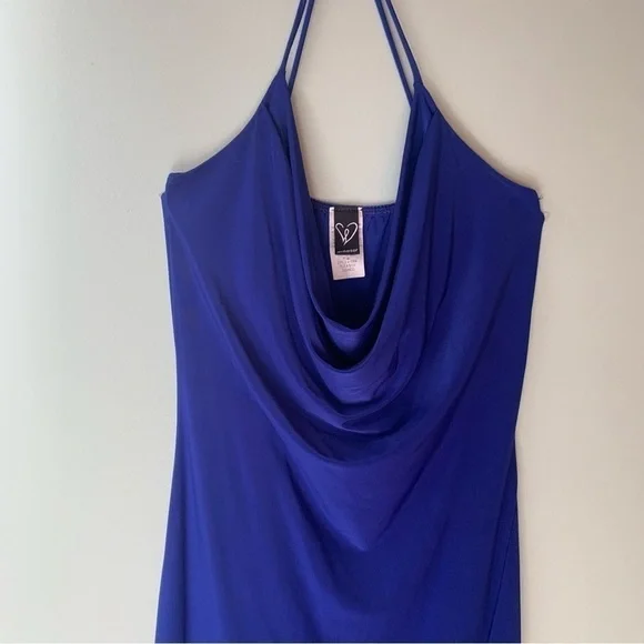 Windsor Chic Luxe Cowl Neck Slit Midi Dress in Royal Blue. Size small. - Picture 3 of 4